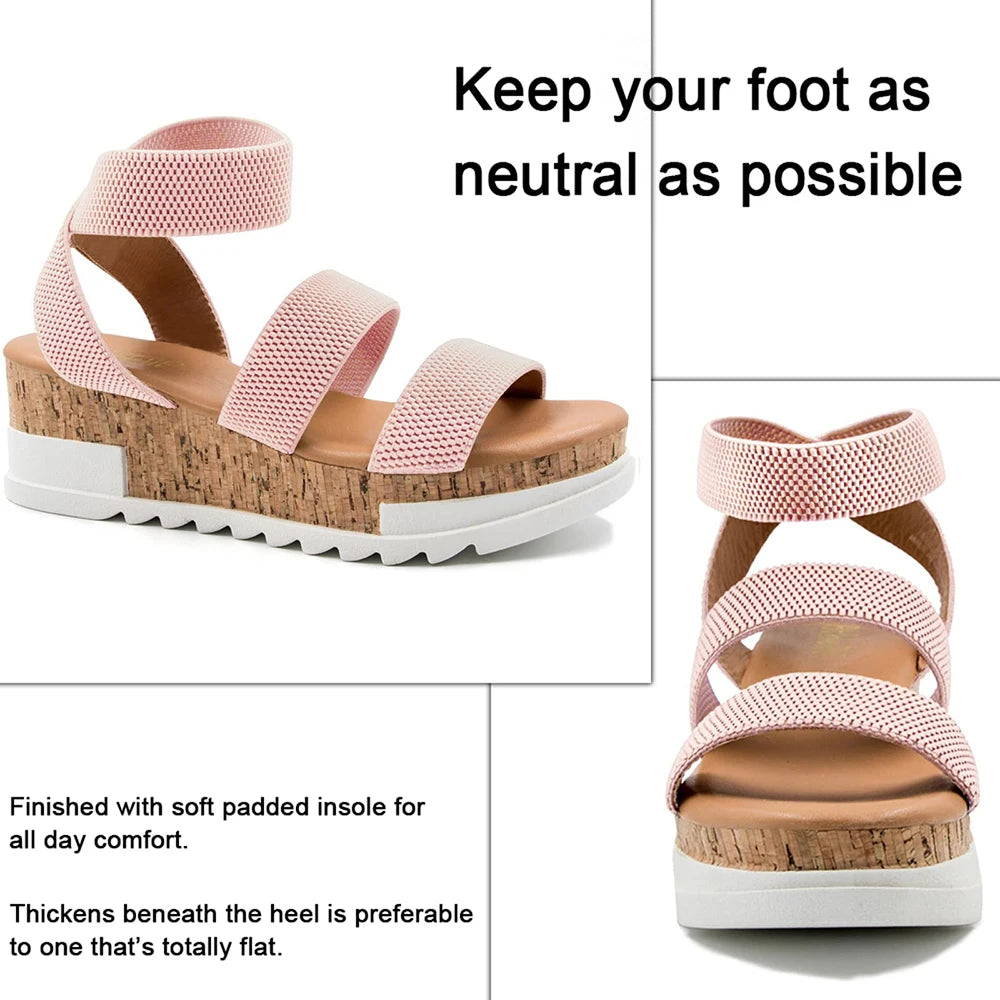 Summer Women's Sandals Platform Casual Wedge Shoes Moms Cork Elastics Strap Fashion Sandalias