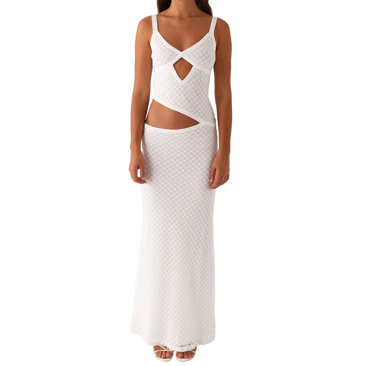 Elegant Women s Sleeveless Spaghetti Strap Bodycon Dress with Chic Hollow Out Design and Fit Silhouette