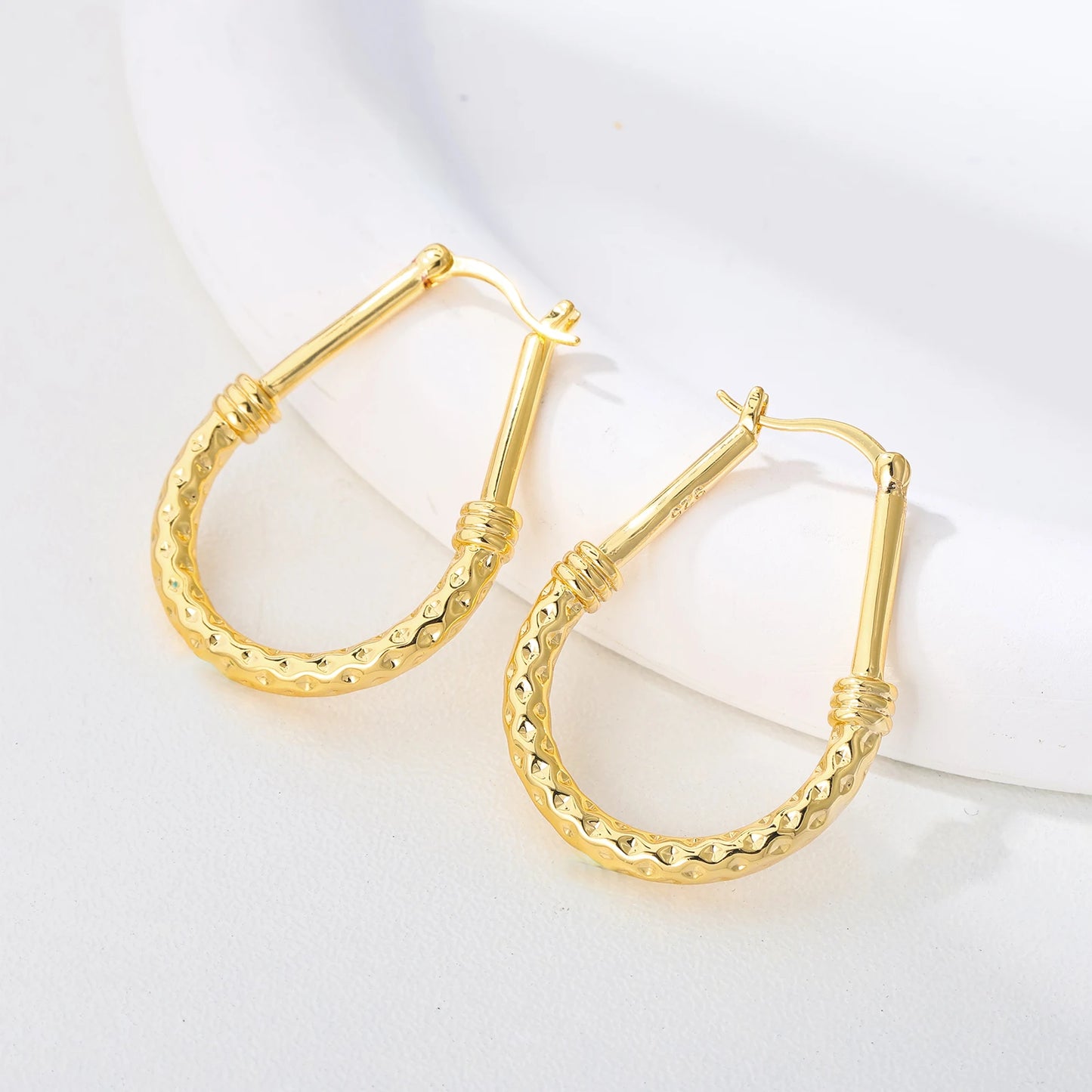 925 Silver, Textured Earrings, Women's Earrings, Classic Italian Design Diamond Cut Textured Earrings, Engagement and Wedding Co