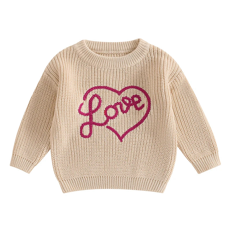 Toddler Unisex Autumn Pullover Sweater with Cute Animal Print Round Neck Long Sleeve Warm Knitwear Casual Tops for Kids