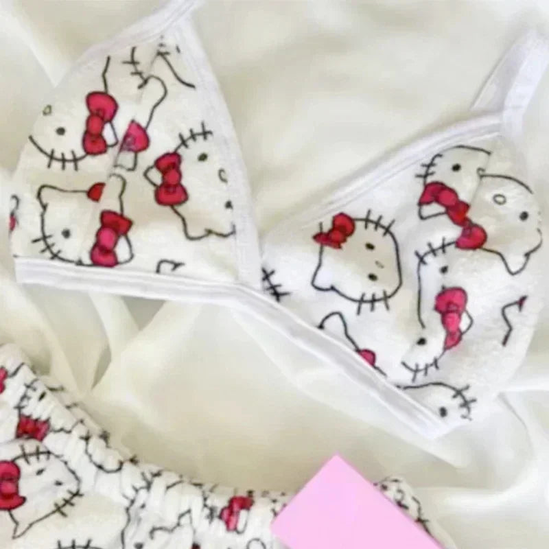 Sanrio Cartoon Hello Kitty Loose Ladies Pajama Suits Womens Sleep Bottoms Lounge Summer Beachwear Home Wear for Women Two-Piece