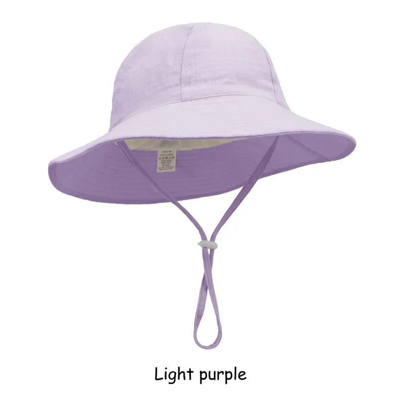 Adjustable Baby Summer Hat Muslin Children Panama Cap for Girls Boys 100% Cotton Kids Bucket Hat Outdoor Beach Infant Cap 1-3Y
