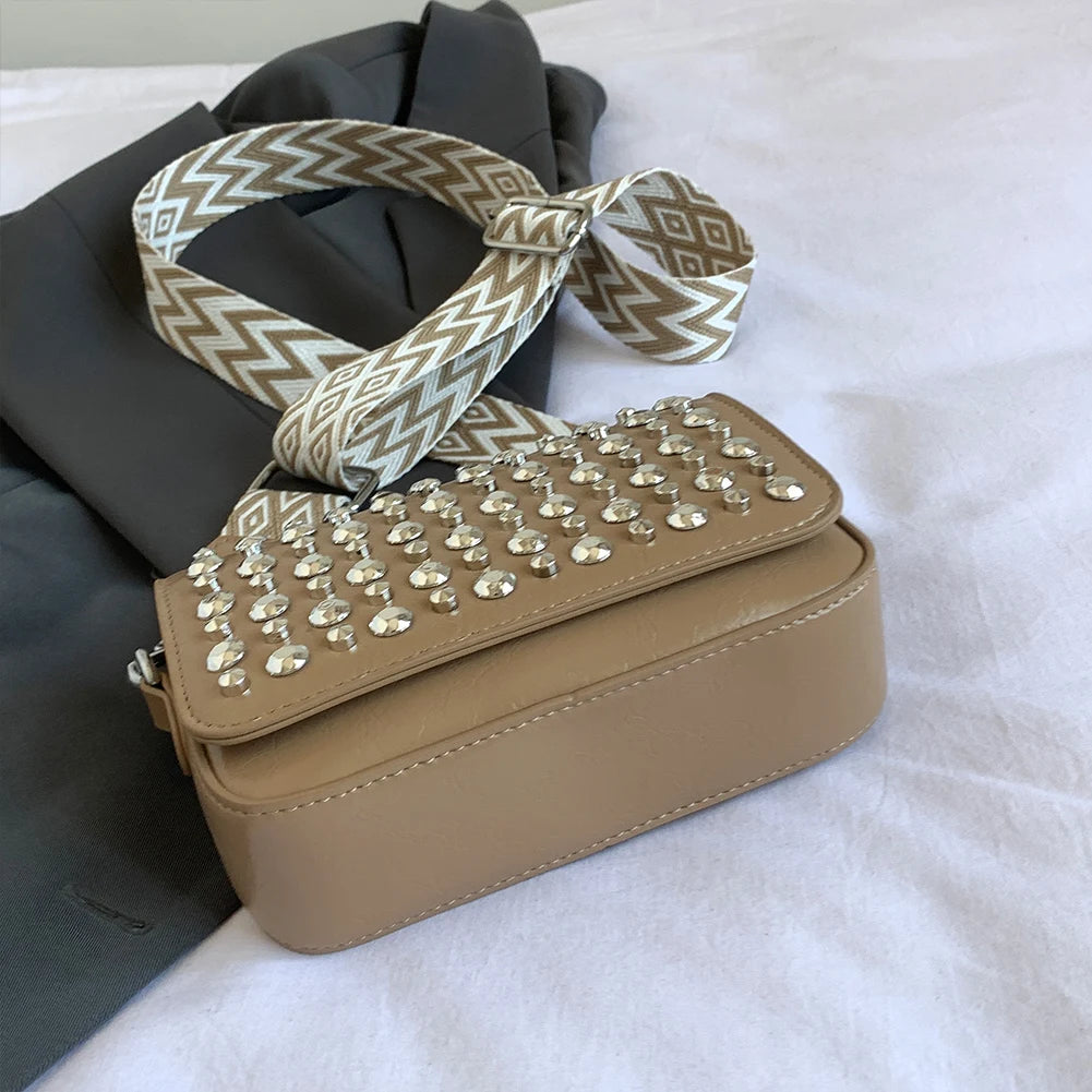 Crossbody Bag for Women With Adjustable Guitar Strap Handbag PU Leather Flap Satchel Purse Clutch Purse for Work Travel