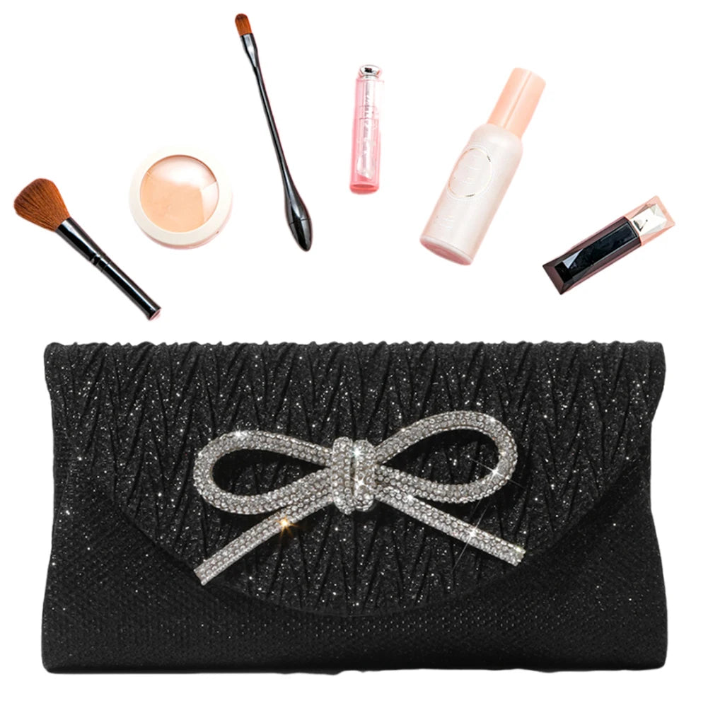 Evening Bag for Women Rhinestone Clutch Purse Satin Sparkly Satchel Purse Wedding Party Prom Purse