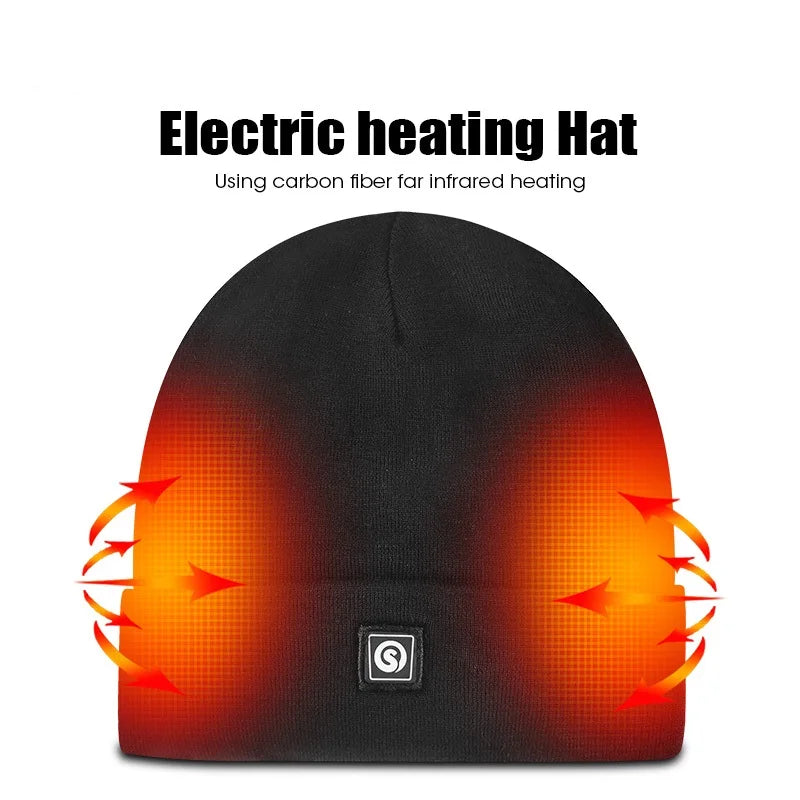 SNOW DEER-Rechargeable Heated Hat for Men Women, Cycling Caps, Electric Motorcycle Heating Cap, Snowboarding Accessories, Winter