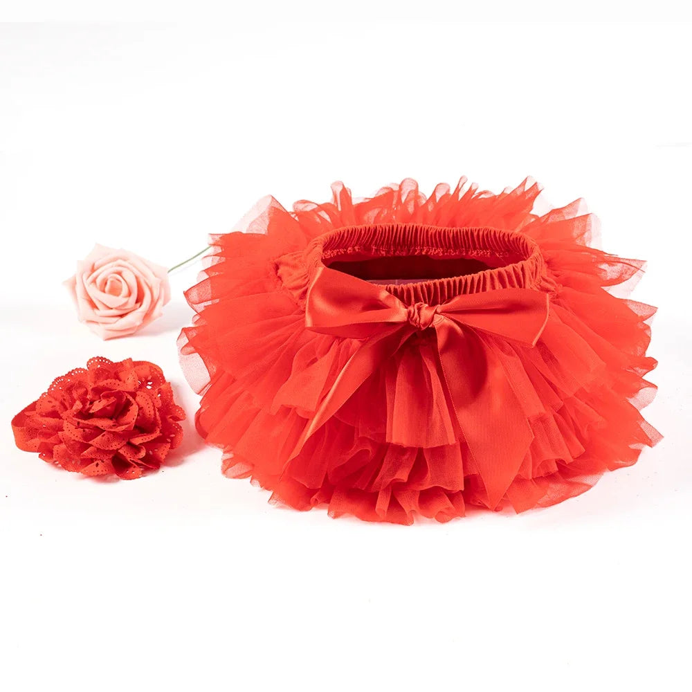 Baby girl tutu skirt 2pcs tulle lace bloomers diaper cover Newborn infant outfits Mauv headband flower set Baby mesh bloomer