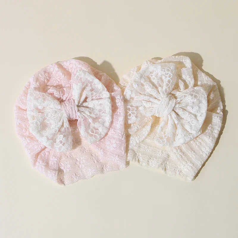 Summer Thin Baby Hats Turban Cute Bow Lace Newborn Boy Girl Indian Caps Infant Baby Headwear Kids Accessories Photography Props