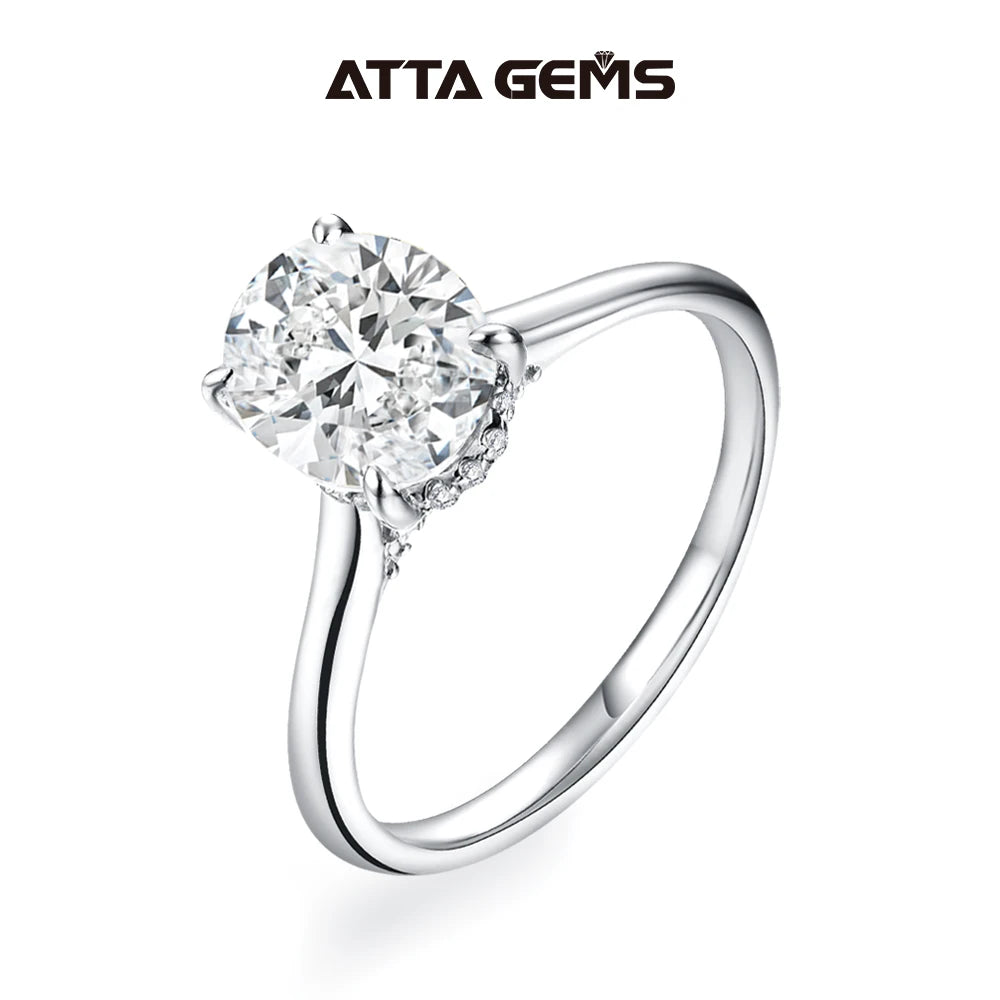 ATTAGEMS Oval cut 9*7mm2CT DVVS Moissanite Ring 925 Sterling Silver for Women Wedding Jewelry High Quality Shipping from the USA