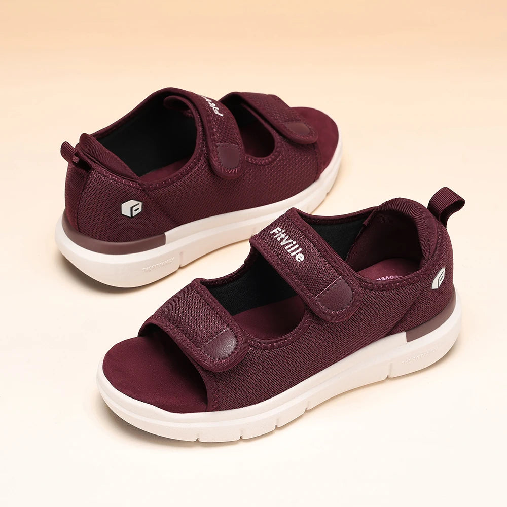 FitVille Women'S Diabetic Wide Sandals With Arch Support Adjustable Straps Breathable Lightweight Casual Women Flat Shoes