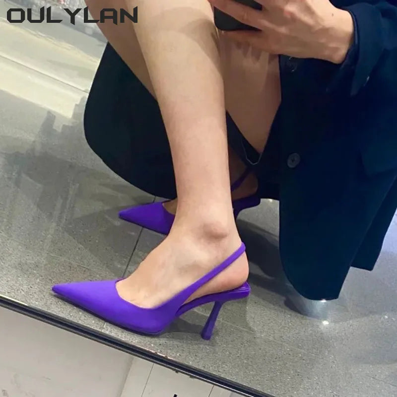 Oulylan High heeled Sandals Women's Shoes Fashion Pumps Pointed Toe High Heels Shallow Women's Sandals Shoes for Women