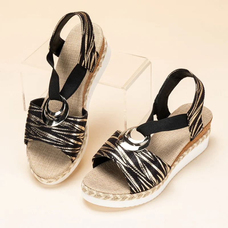 Women'S Sandals Thick Sole Wedge Shoes High Heels Hemp Rope Thick Sole Fish Mouth Leisure Outdoor Beach Casual Women'S Shoe