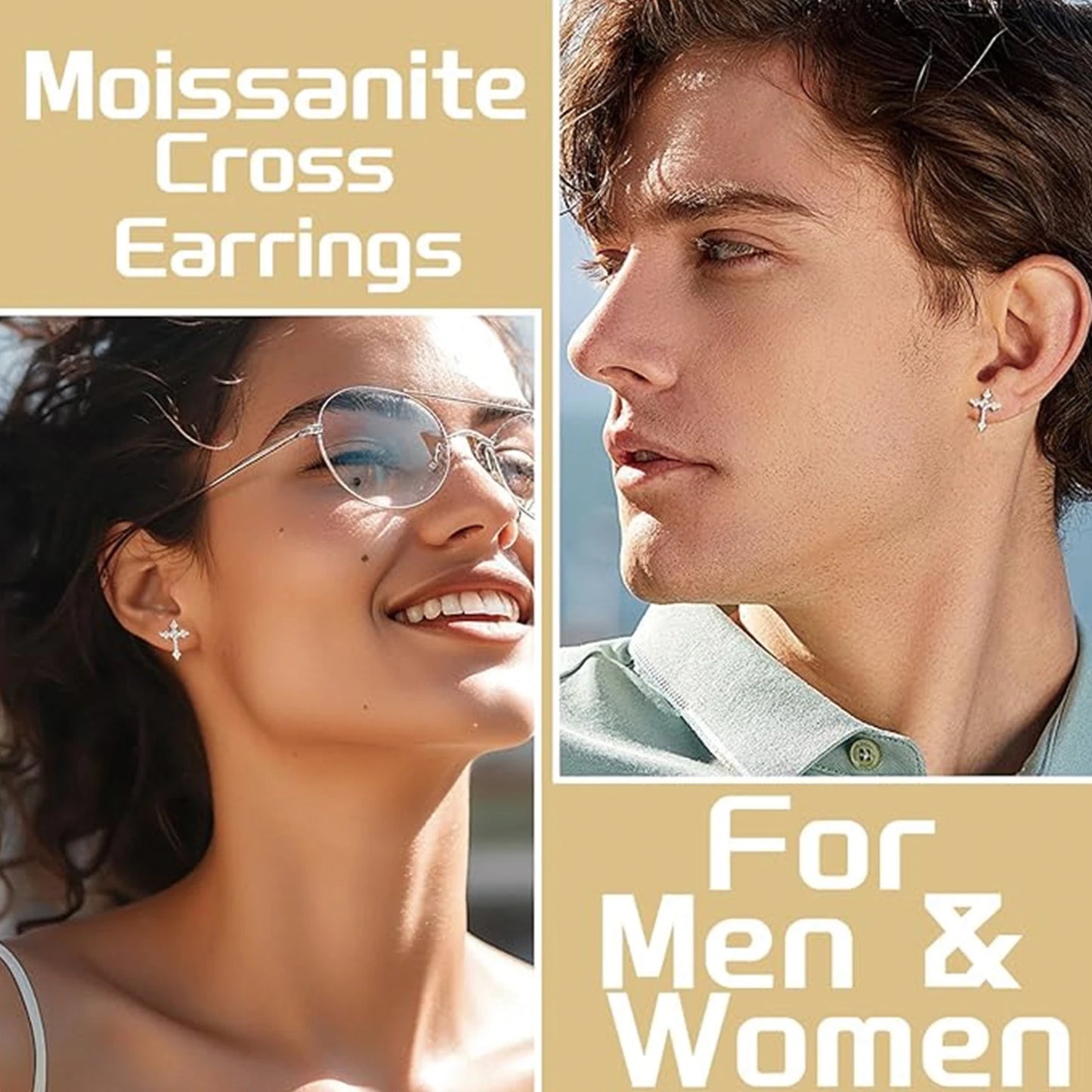 925 Silver,Moissanite Cross Earrings,Men's Earrings,Women's Earrings,Moissanite Jewellery Earrings,Men and Women Fashion and Ele