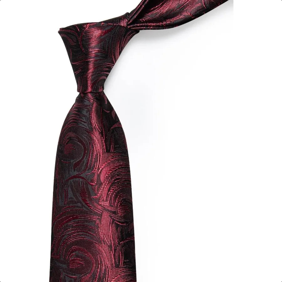 Paisley Tie Sets Floral Necktie Handkerchief Cufflinks Set Silk Woven Ties Business Wedding Party