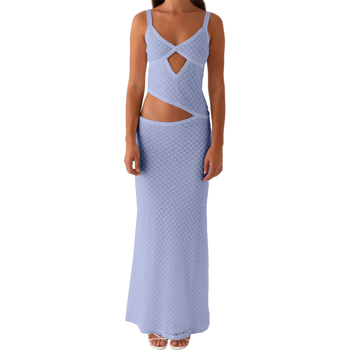 Elegant Women s Sleeveless Spaghetti Strap Bodycon Dress with Chic Hollow Out Design and Fit Silhouette