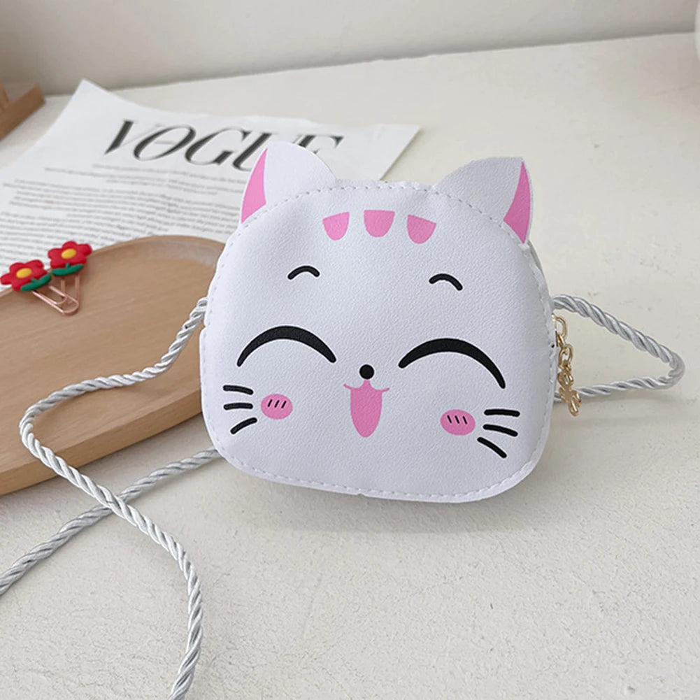 Girls Cute Sling Bag Cartoon Cat Kawaii Satchel Bag Casual Fashion Coin Purse Compact Kids Daily Bags