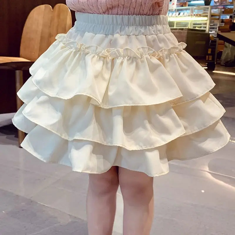 Children Girls Pleated Cake Skirts Summer 2025 Elastic Waist Infant Babys Girls Bubble Skirts Toddler Kids Girls Princess Skirts