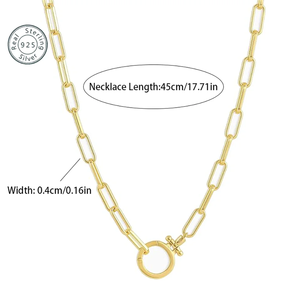 18k Silver or Gold Plated Parker Necklace for Women Adjustable Paperclip Link Chain with Chunky Clasp fine Jewelry Birthday Gift