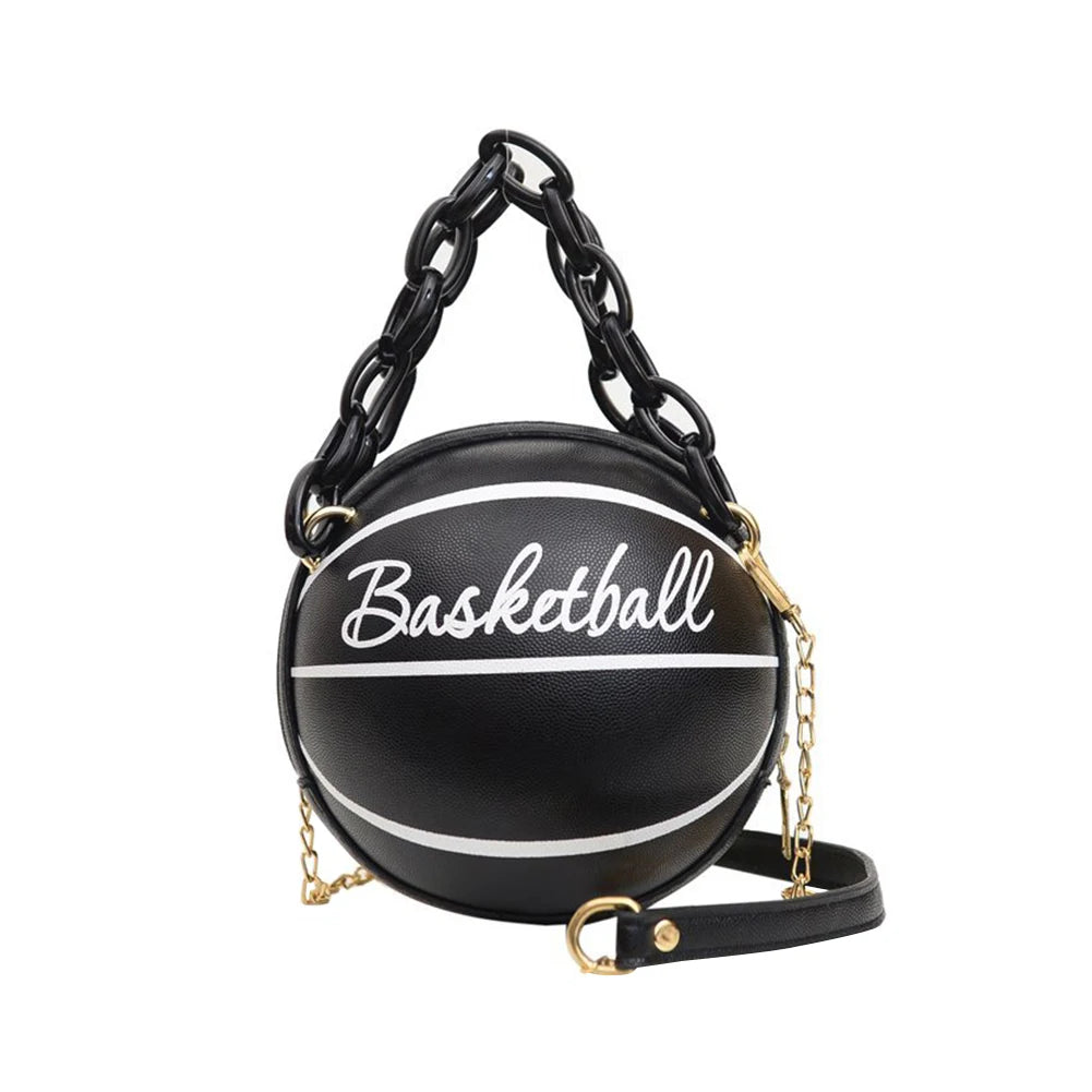 Women Basketball Shaped Cross Body Messenger Bag Zipper PU Leather Mini Shoulder Bag Basketball Purse for Girls Women