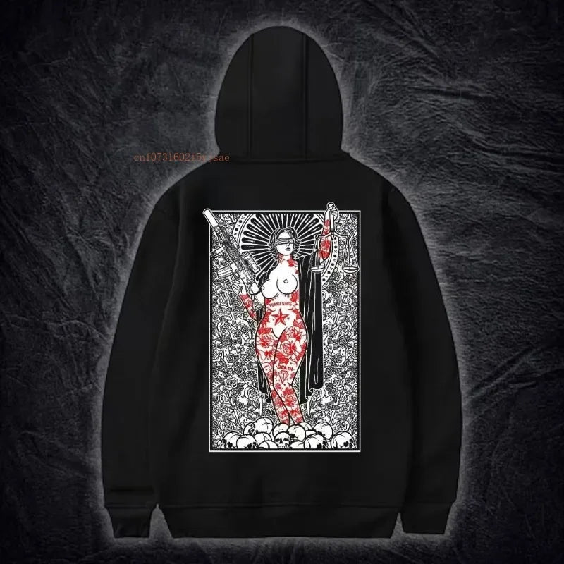 Black Cotton Thickened Pullover Hoodie Men Women Spring New Netroots Design Pattern Printing Sports Hoodie Ins Tide Loose Tops