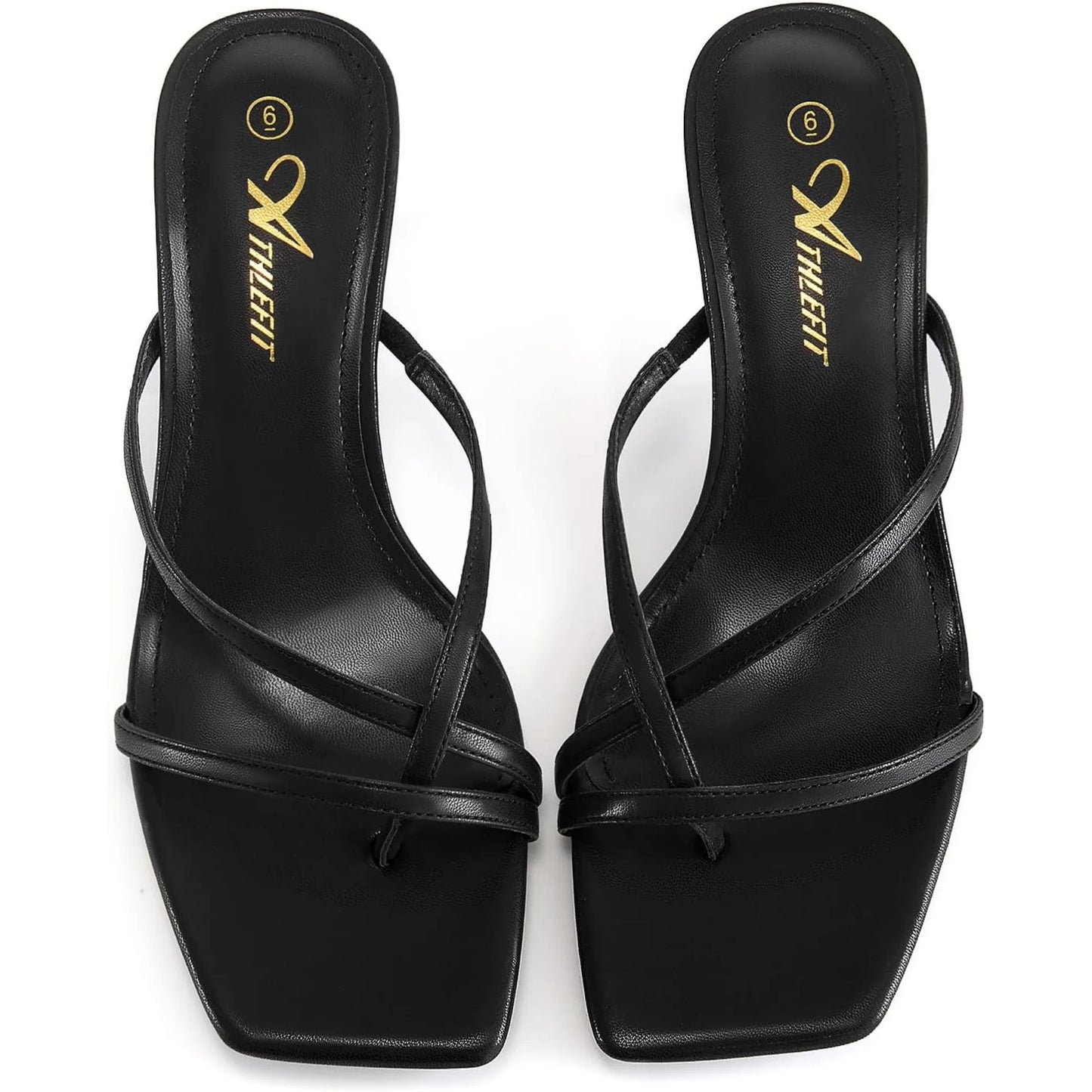 Women's Strappy Kitten Heels Flip Flops Square Open Toe Low Heels Fashion Party Dress Thong Heeled Sandals
