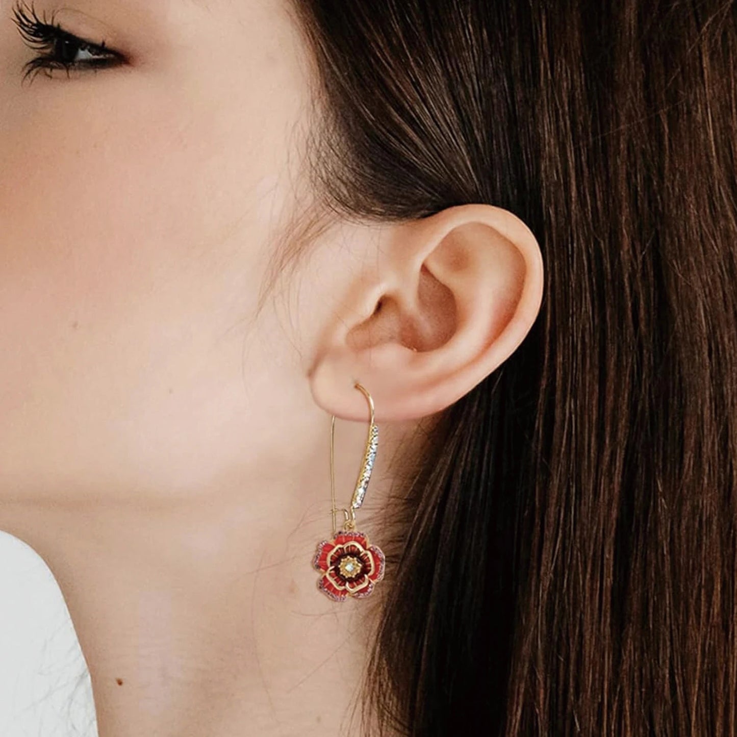 925 Silver, Wild Rose Earrings, Women's Earrings with Synthetic Zirconia, Stylish, Elegant, Luxurious, Cool and Trendy, Gifts fo