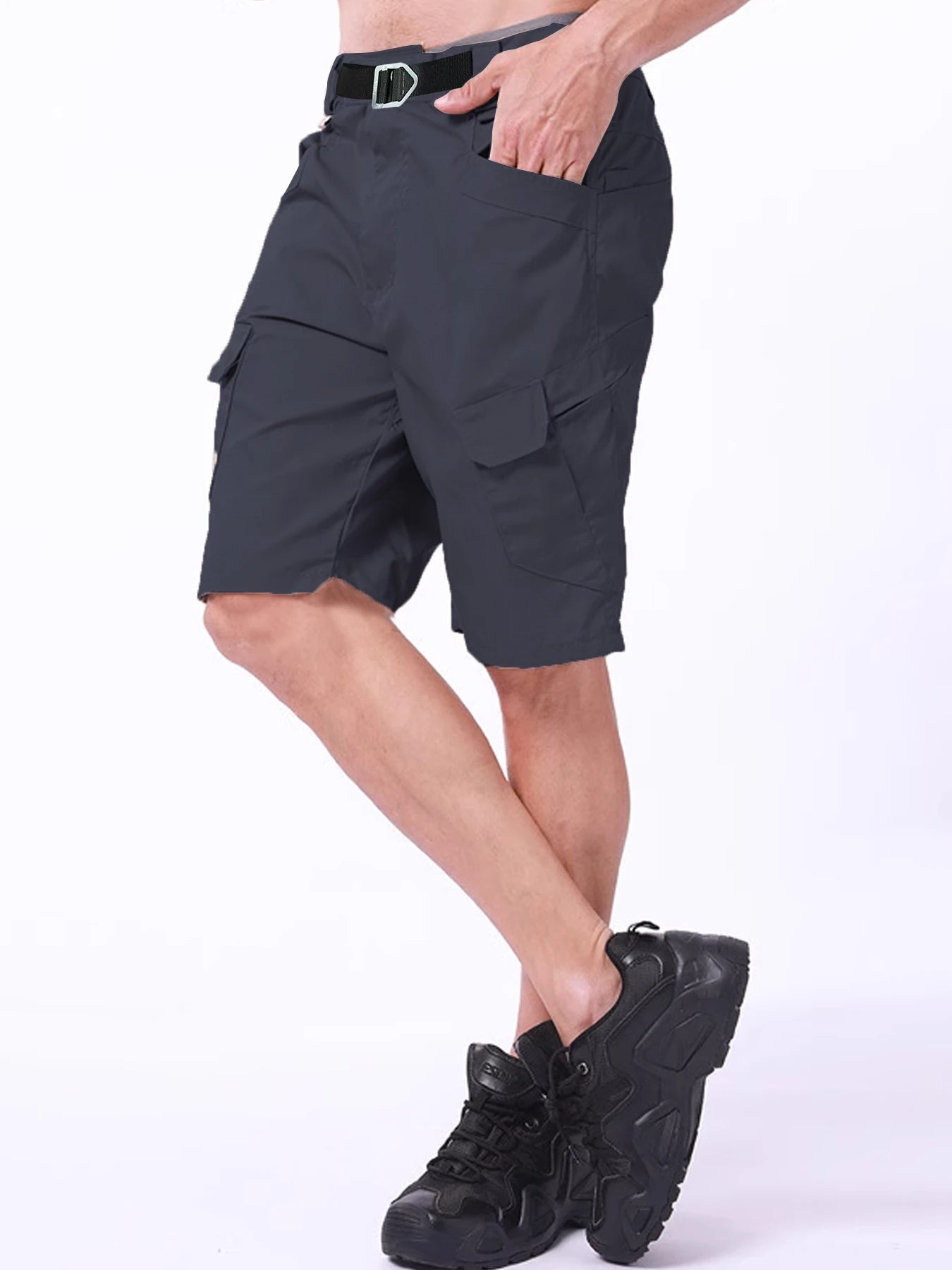 Mens Cargo Shorts Summer Tactical Cropped Trousers Outdoor Waterproof Multi-pocket Bermudas Pants Camo Ripstop Hiking