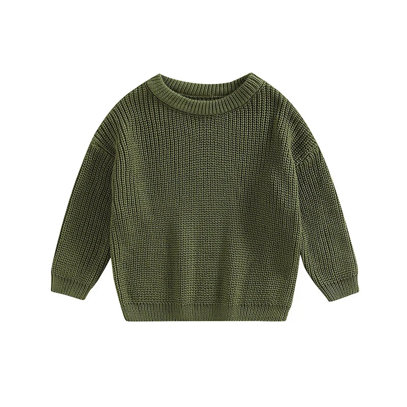 Infant Toddler Crew Neck Sweaters Cozy Long Sleeve Knit Pullovers in Vibrant Solid Colors for Little Ones