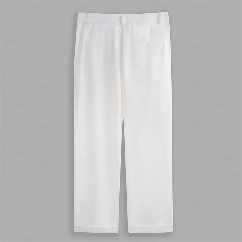 Men s Fit Dress Pants Solid Color Flat Front Trousers Classic Business Casual Suit Pants Modern Formal Wear Hemmed Bottoms