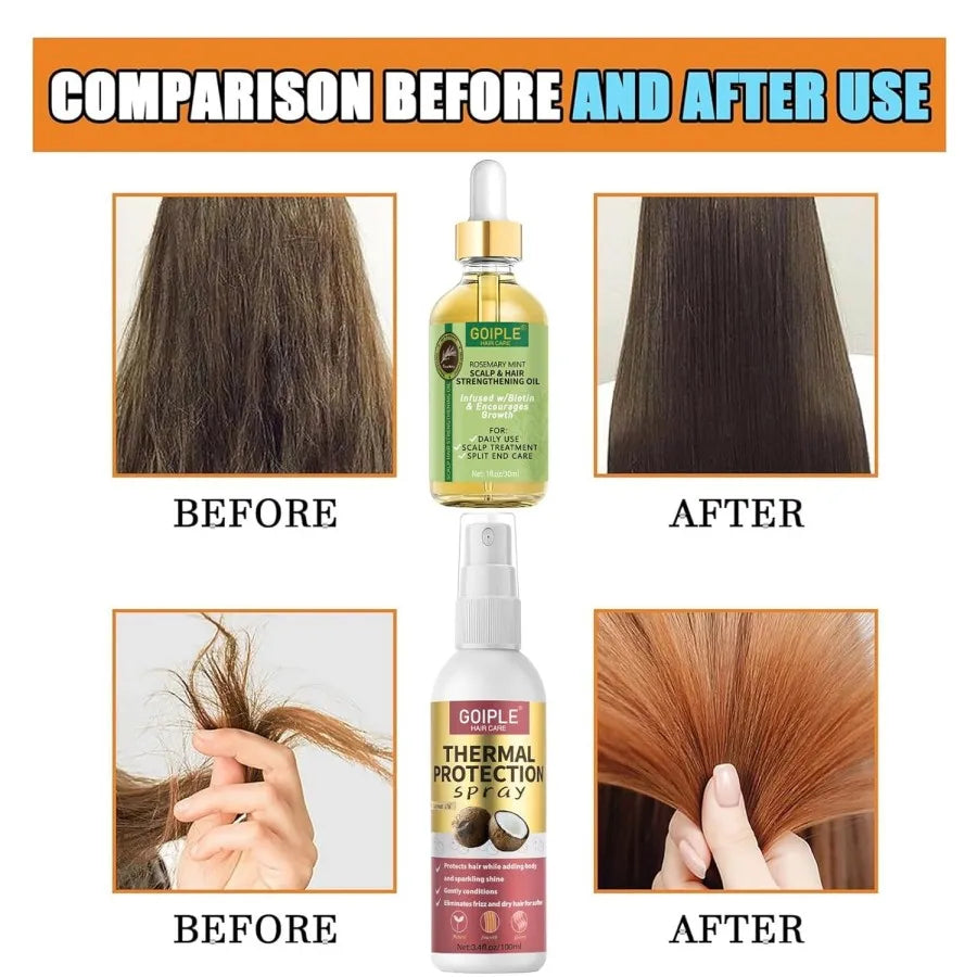 Thermal Protectant Spray Hair Growth Oil Heat Protector Serum Moisturizing Essence Conditioner Spray Satin Bonnet Detangler Comb