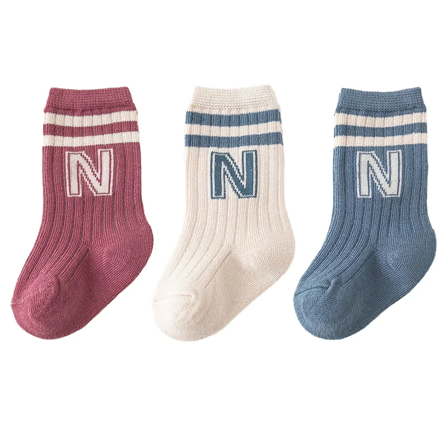 3pairs/lot Infant Boys Striped Socks Cotton Ribbed Stretch Mouthed Babies Boys Short Socks Newborn Toddler Boys Sporty Sock Pack