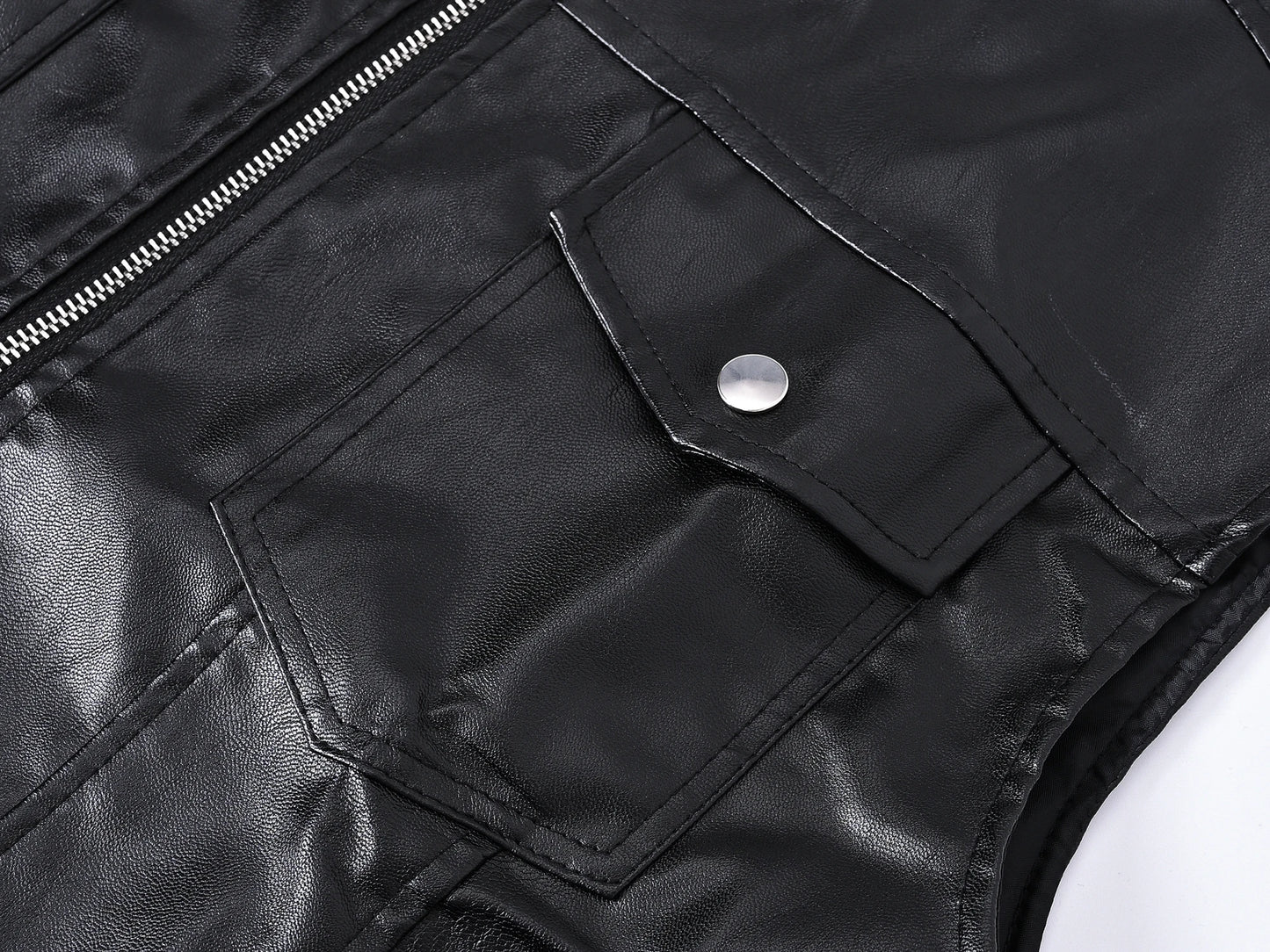 Men's Fashion Leather Biker Vests High Street Punk Style Motorcycle Rider Waistcoat For Male Sleeveless Jacket