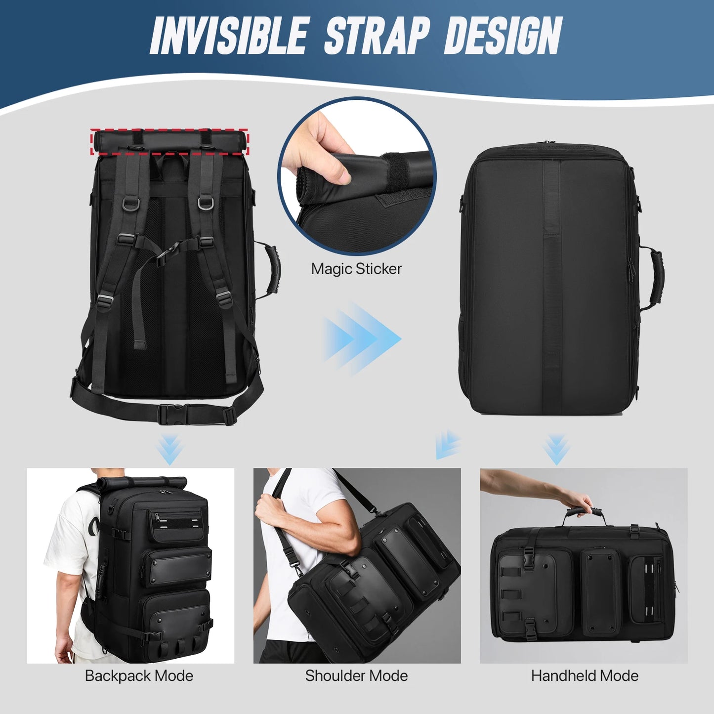Large Capacity Men Travel Backpack Expandable With Shoe Storage Multilayer Luggage Bag 17.3 Laptop Waterproof Fashion Backpack