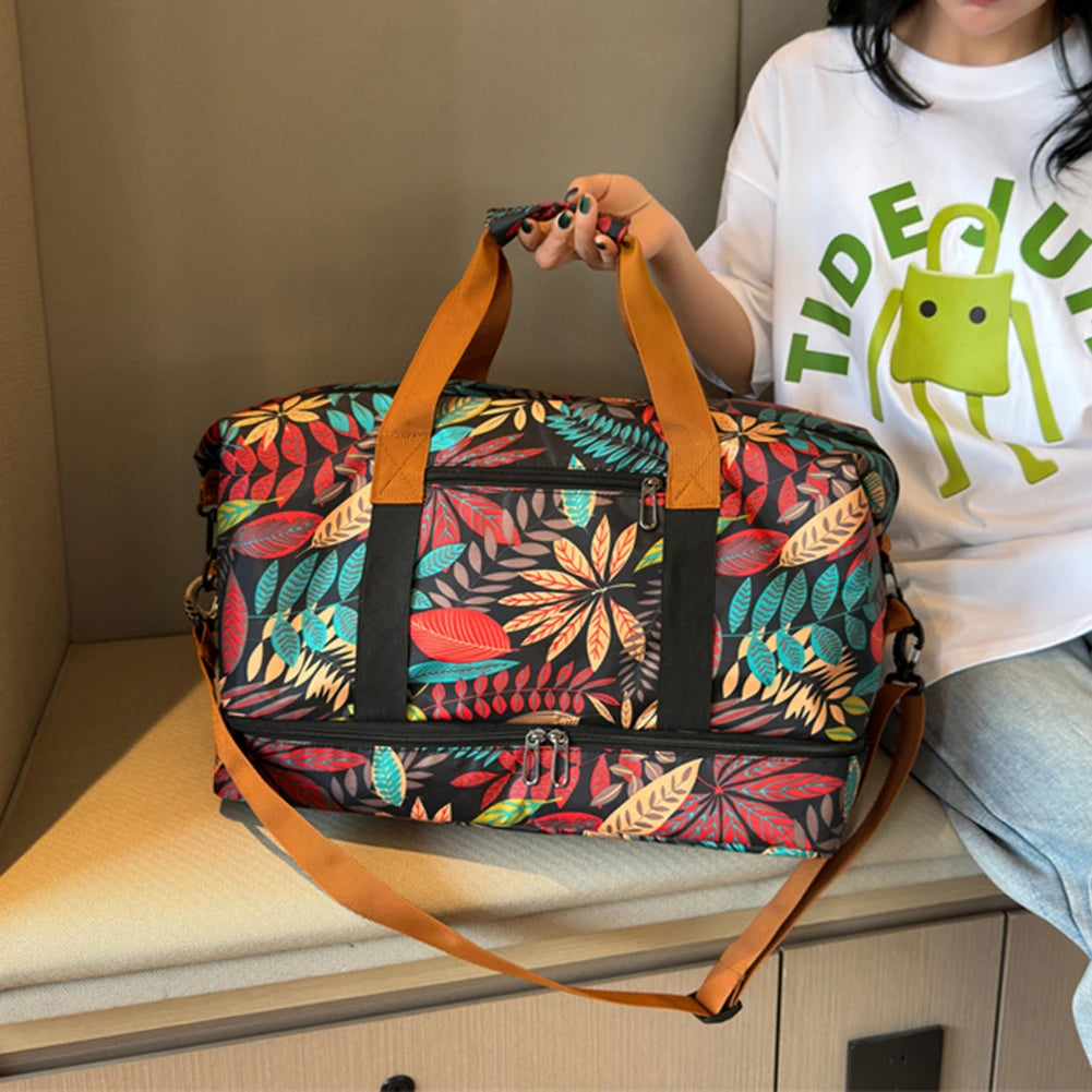 Women Weekender Duffel Bag Oxford Cloth Fitness Storage Handbag Large Capacity Everyday Overnight Bag Female Yoga Handbag