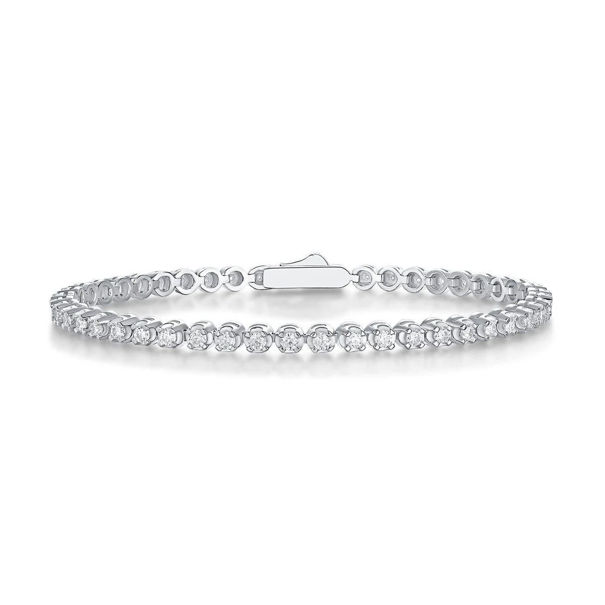 JIU ZUAN 1.92CT D Color Moissanite Tennis Bracelet Pass Diamond Tester GRA 18K White Gold Plated 925 Silver for Women