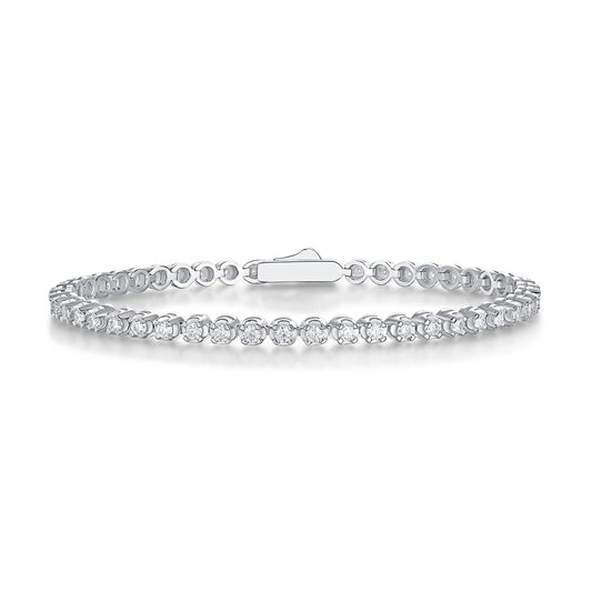 JIU ZUAN 1.92CT D Color Moissanite Tennis Bracelet Pass Diamond Tester GRA 18K White Gold Plated 925 Silver for Women