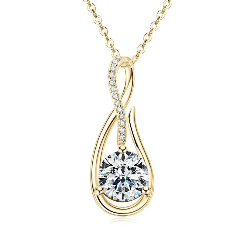 OXTAO 8MM Infinity Moissanite Pendant Necklace Female Jewelry Sterling 925 Silver Birthday Jewelry Gift With GRA Certified