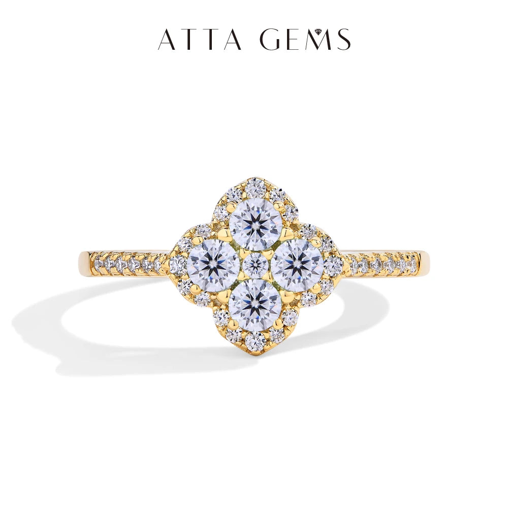 ATTAGEMS Full D VVS1 Moissanite Ring 100% S925 Sterling Silver for Woman Girl Birthday Party Jewelry Gifts Shipping from the USA