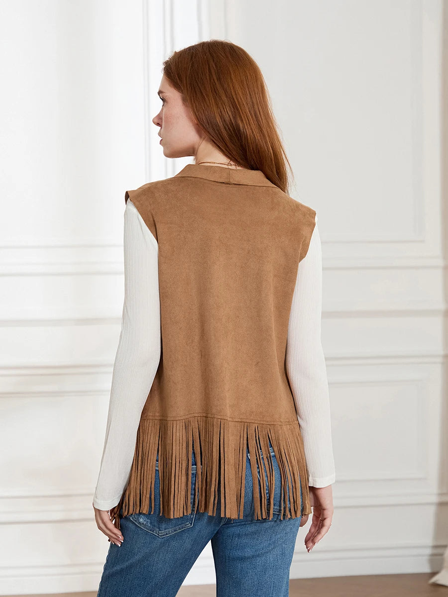 Vintage Fringe Jacket 60s Boho Chic Coat Retro Festival Outfit Western Cowgirl Outerwear Hippie Style Top