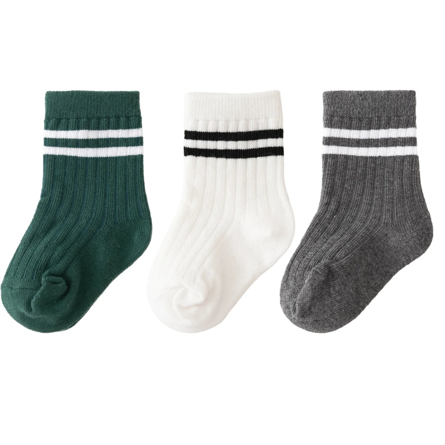 3pairs/lot Infant Boys Striped Socks Cotton Ribbed Stretch Mouthed Babies Boys Short Socks Newborn Toddler Boys Sporty Sock Pack