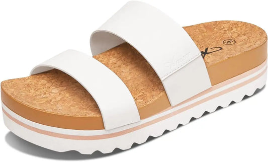 Summer Brown Platform Sandals for Women Comfortable Beach Footbed Sandals 2024 Trendy