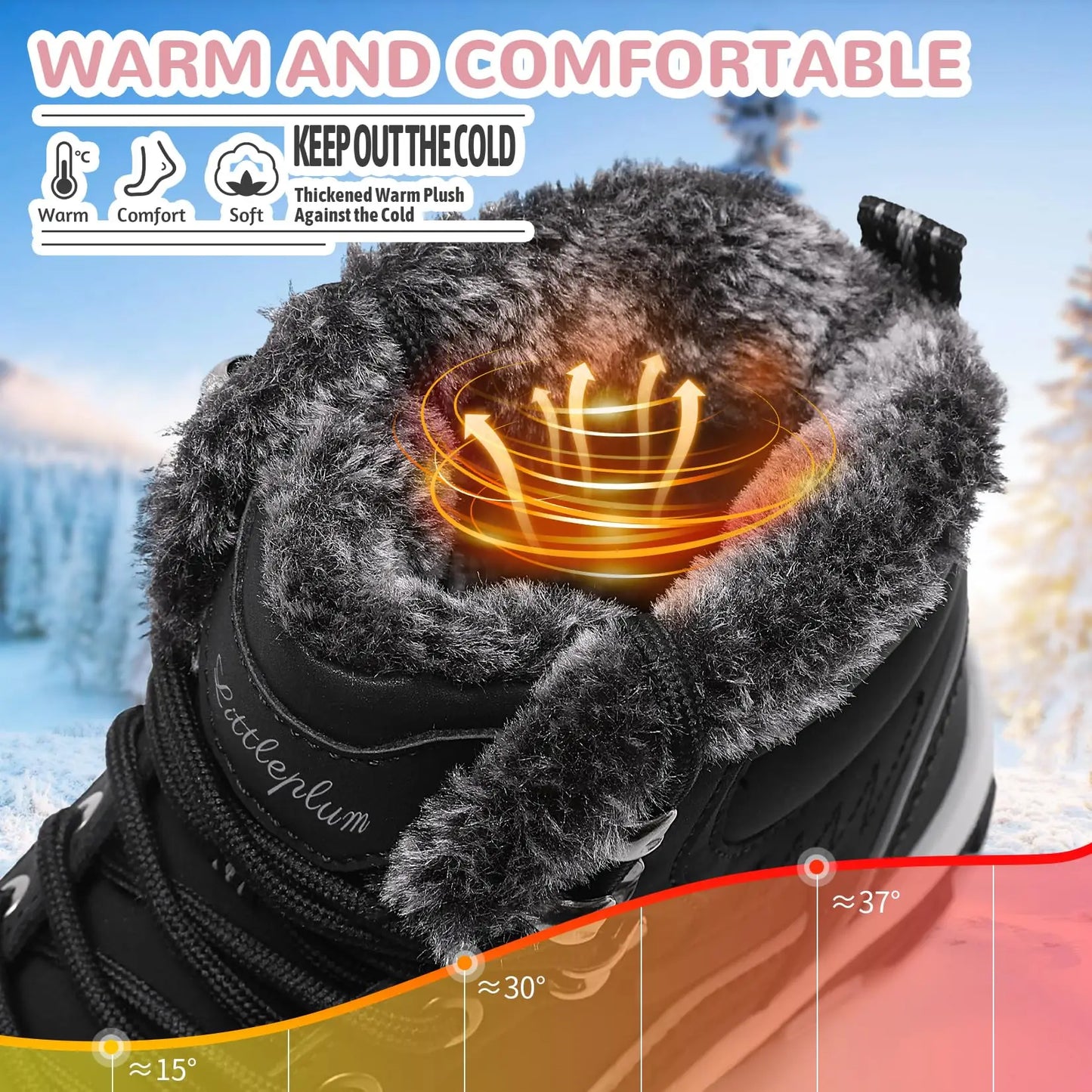 Womens Winter Hiking Boots Waterproof Non Slip Warm Lined Snow Boots for Outdoor Trekking