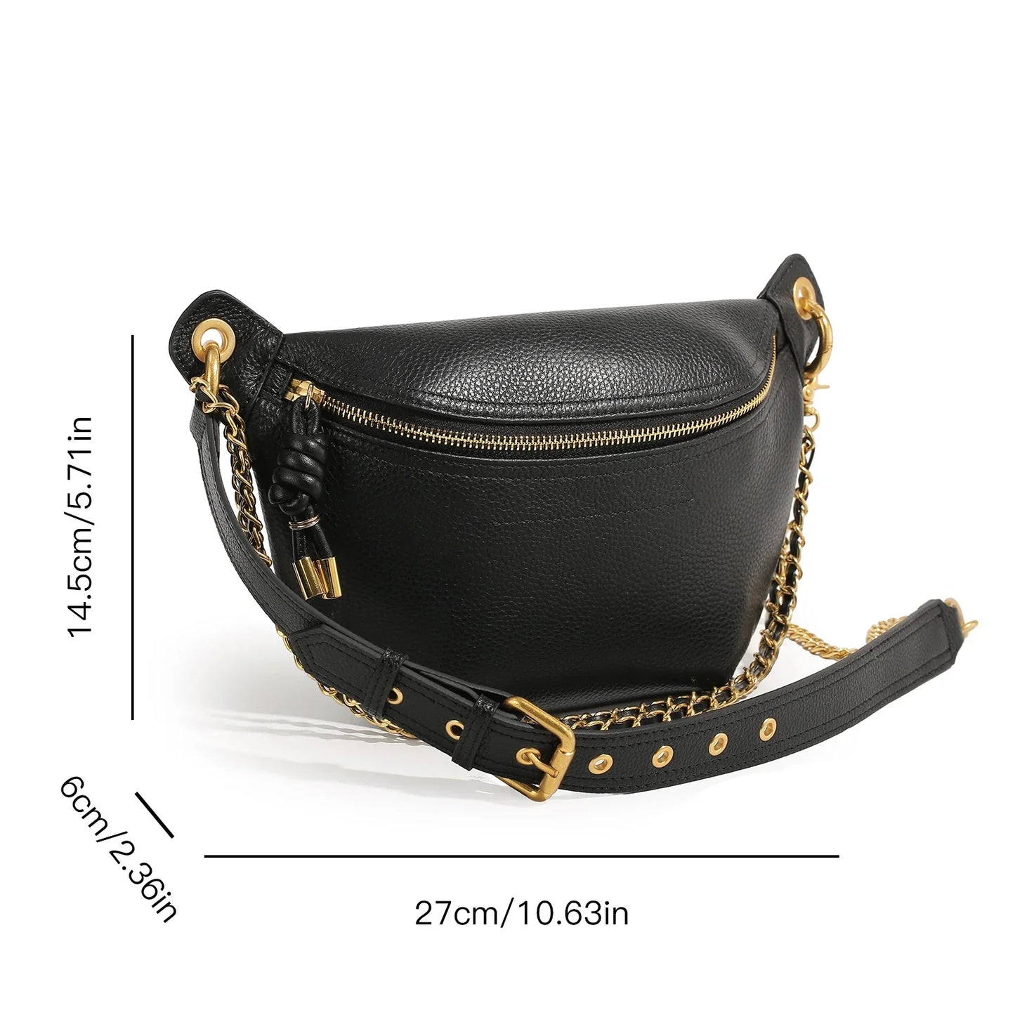 ITAMOOD Women Waist Bag for Phone Storage Fashion Luxury Designer Leather Crossbody Holiday Bag For Sports With Chain Strap