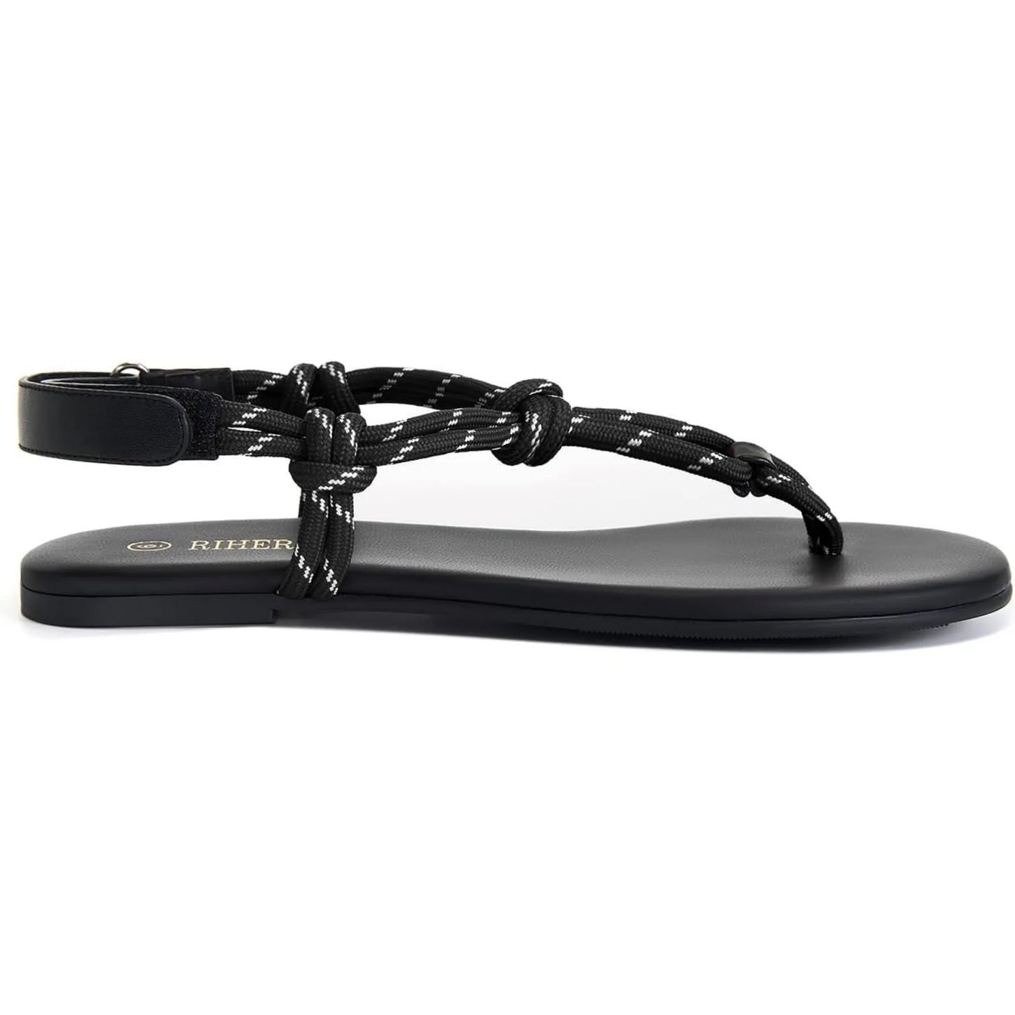 Rope Thong Sandals for Women Beach Flip Flops Comfortable Ankle Strap Slip-On Flat Sandals