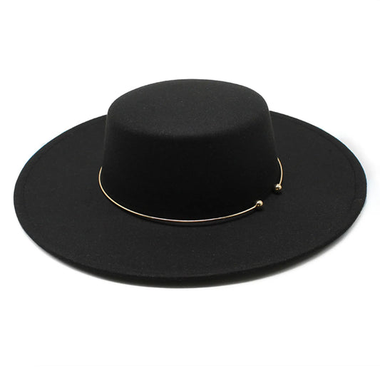 French Style 10cm Wide Brim Derby Top Hat Socialite Wind Hepburn Wind Wool Felt Fedoras Hat Elegant Wedding Dress Hat