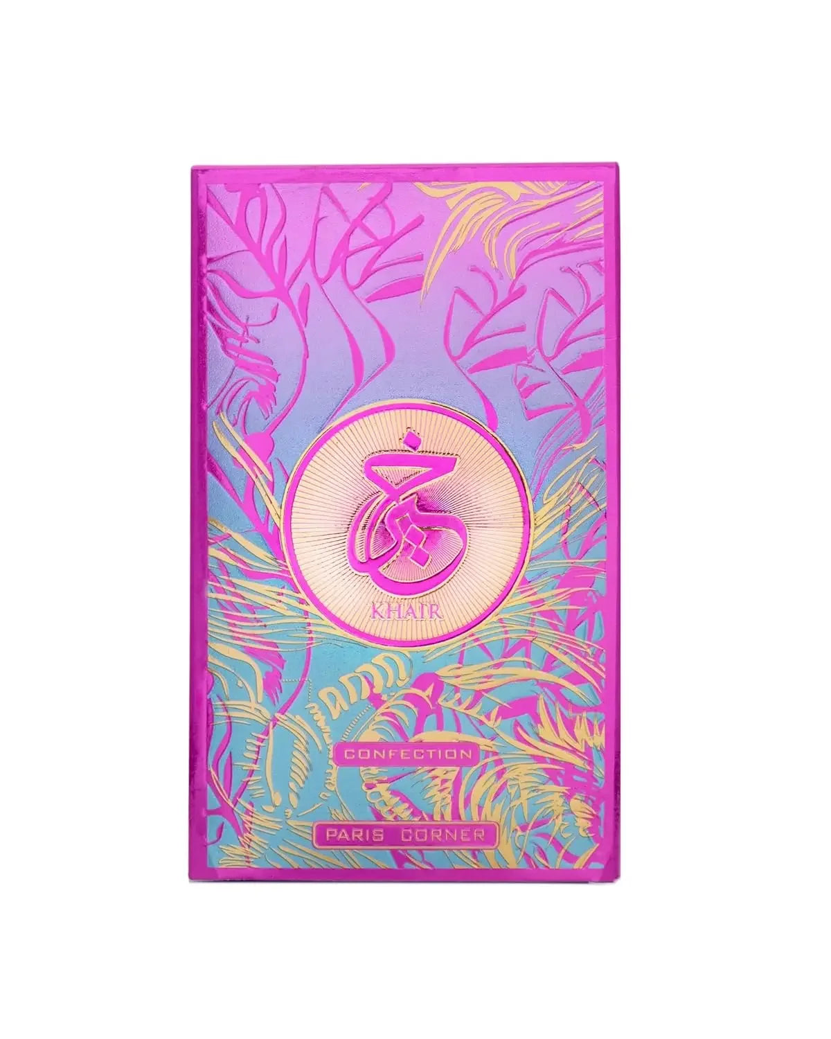 Khair Confection Perfume by Paris Corner, Luxury Fragrance with Gradient Red and Blue Bottle, Gold Cap