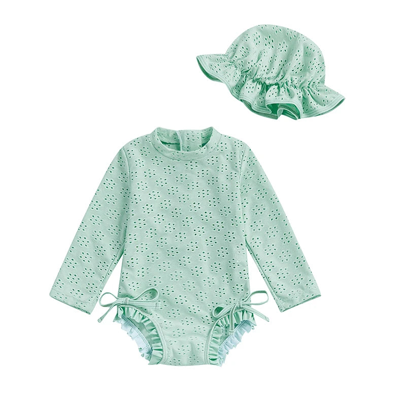 Baby Girl Floral Print Ruffle Sleeve Romper Dress with Matching Headband 2 Piece Set for Summer Outfit