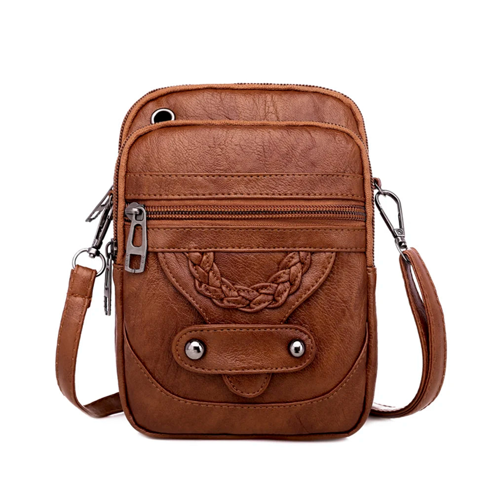 Small Crossbody Bag for Women Adjustable Strap Shoulder Bag PU Leather Cell Phone Purse with Zipper for Work Travel