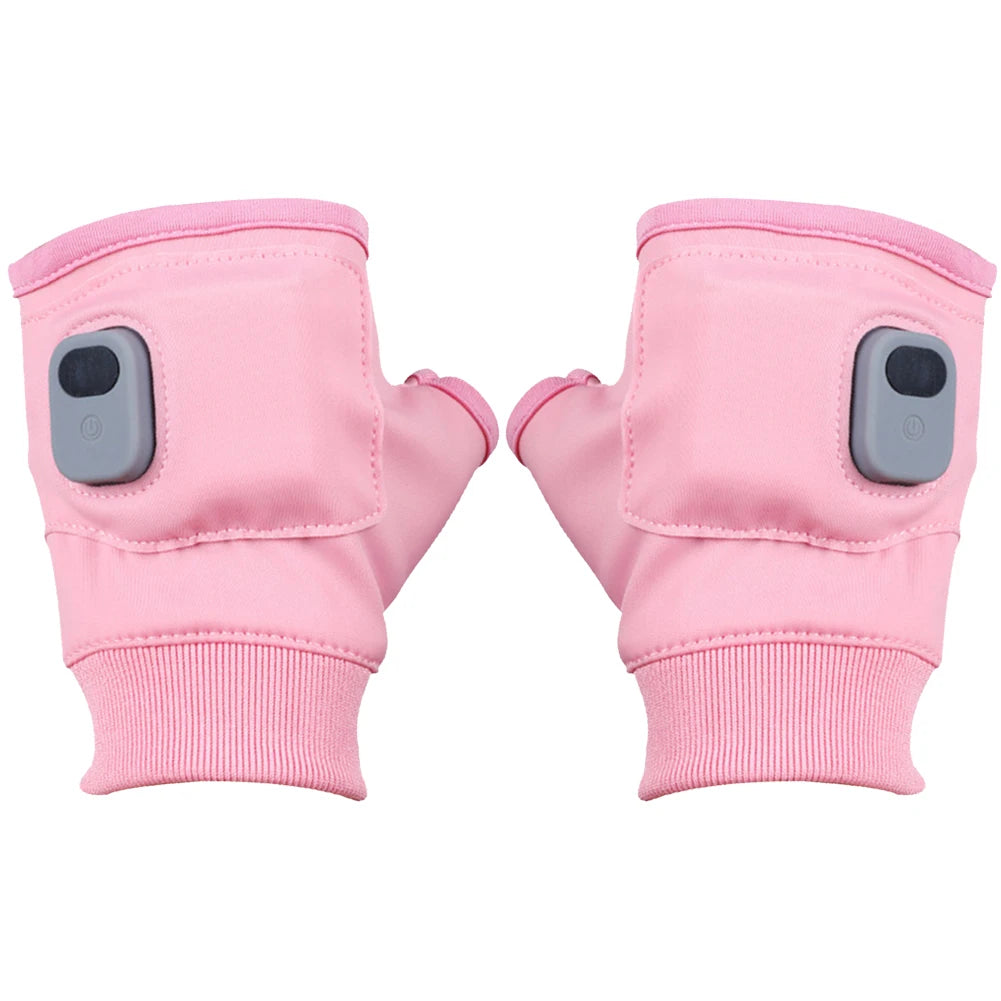 1PC Heating Gloves Rechargeable Winter Warm USB Electric Heated Gloves Fingerless Hand Warmer Thermal for Sports Skiing Gloves