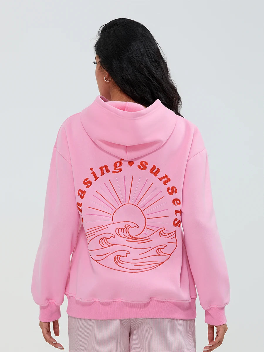 Women s Oversized Hoodies Sweatshirts with Embroidered Floral Detailing and Drawstring Hood - Cozy Casual Pullovers for Fall