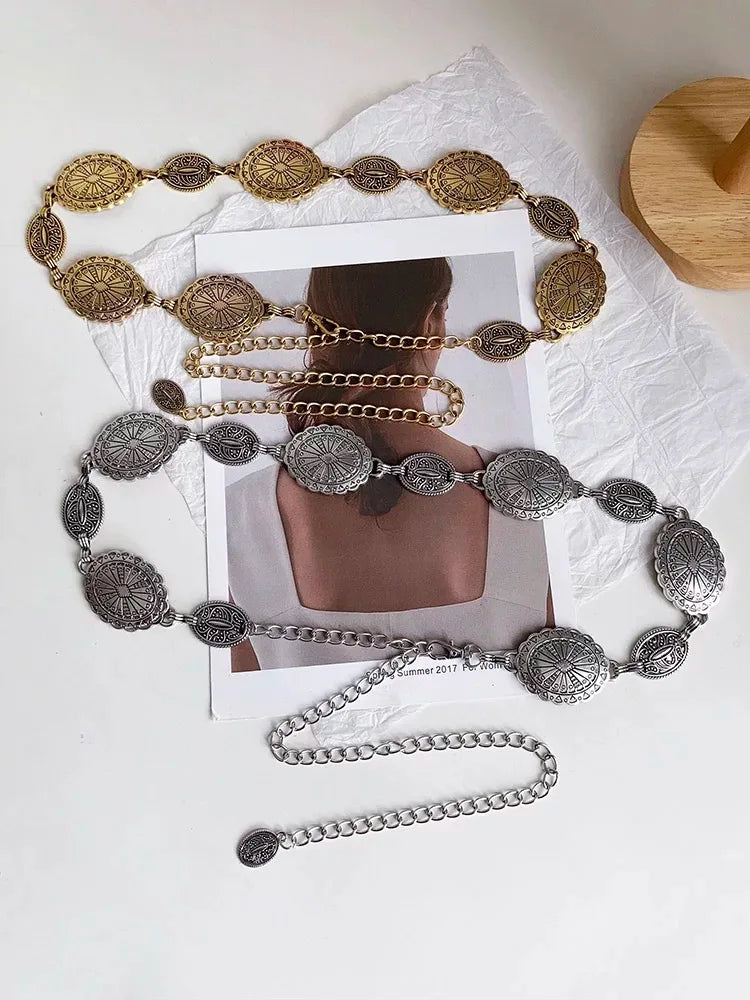 Bohemian Metal Waist Chain Single Piece Ethnic Fashion Accessory Handcrafted Detail Women Belt